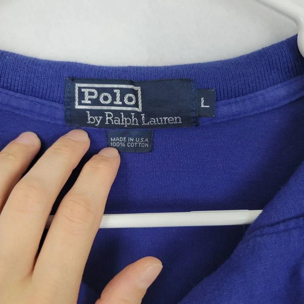 Polo Ralph Lauren Large Men's Royal Blue Short Sleeve Shirt 100% Cotton Preppy